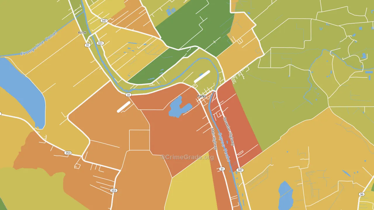 Parks, LA Map of Murder Rates