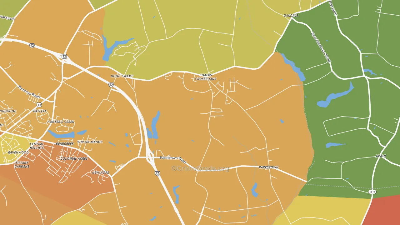 Parkstown, NC Map of Murder Rates