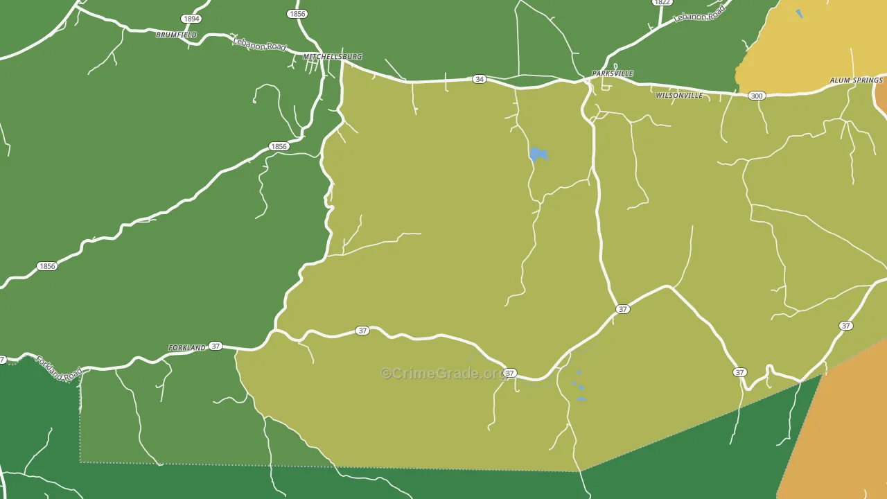Parksville, KY Map of Murder Rates