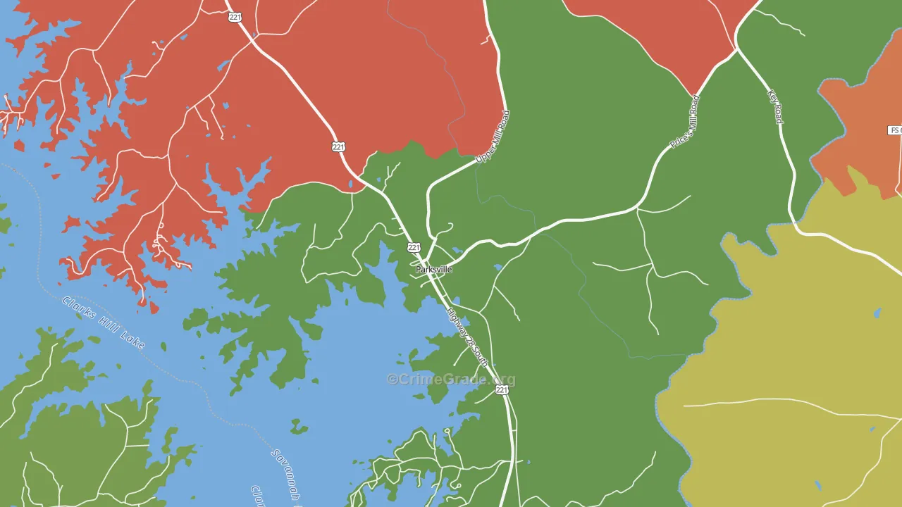 Parksville, SC Map of Murder Rates