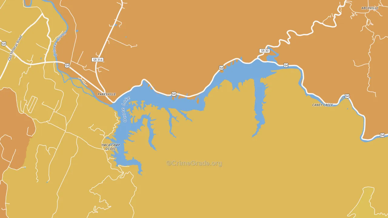 Parksville, TN Map of Murder Rates