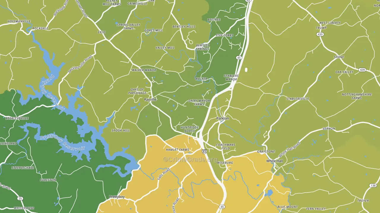 Parkton, MD Map of Murder Rates