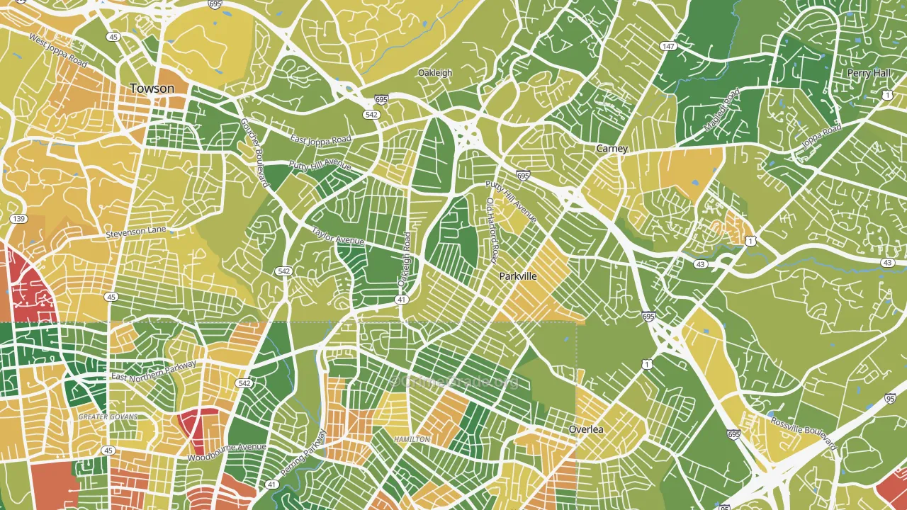 Parkville, MD Map of Murder Rates