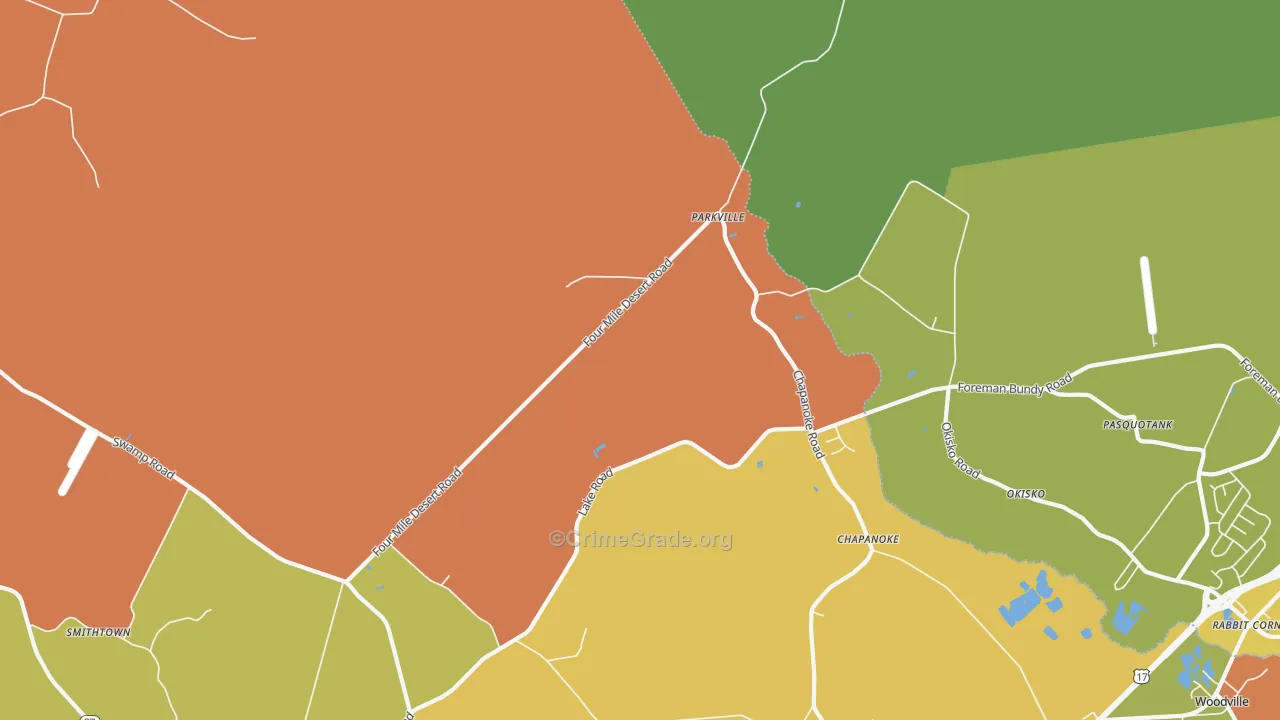Parkville, NC Map of Murder Rates