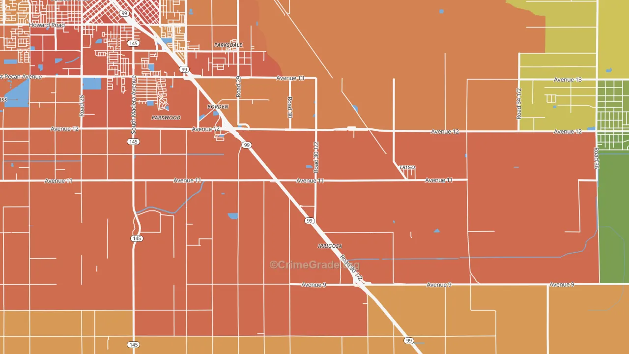 Parkwood, CA Map of Murder Rates