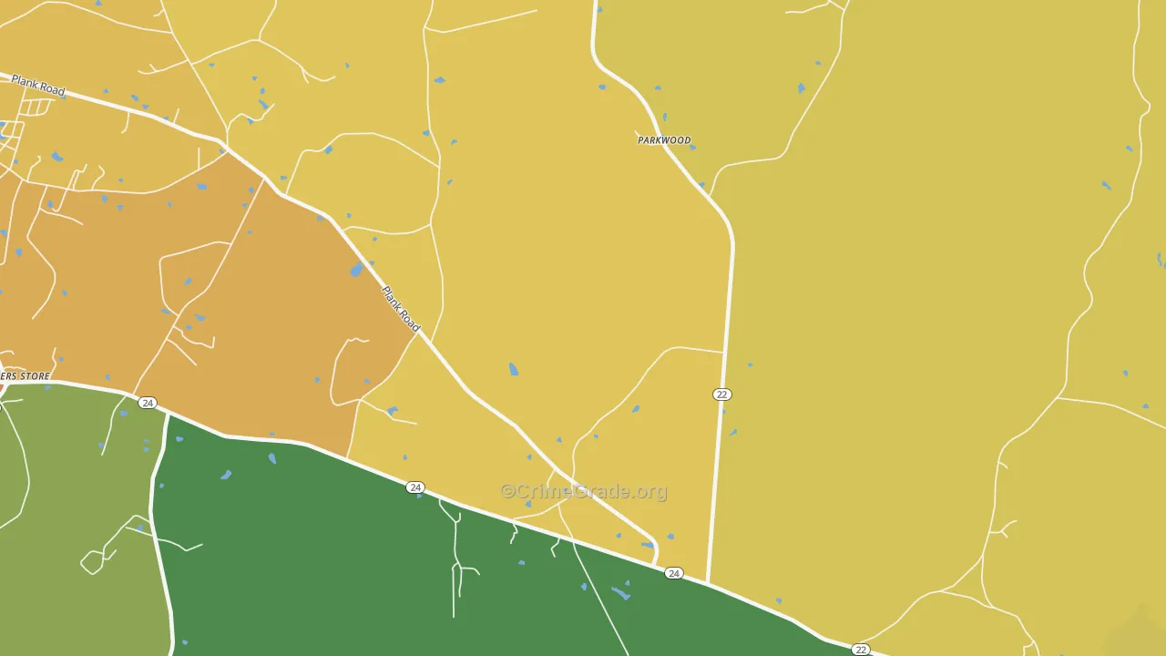 Parkwood, NC Map of Murder Rates