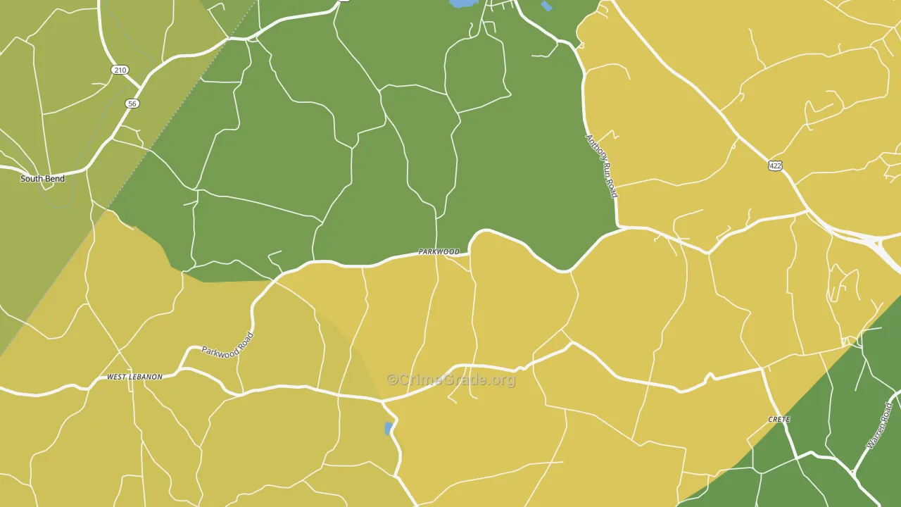 Parkwood, PA Map of Murder Rates