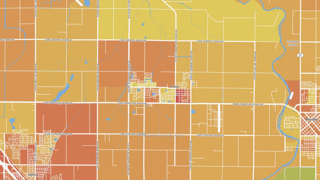 Parlier, CA Map of Murder Rates