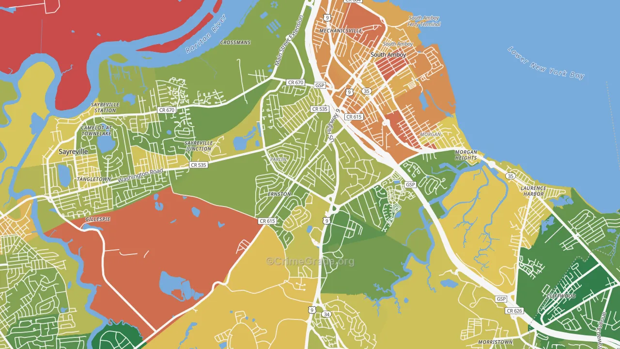 Parlin, NJ Map of Murder Rates