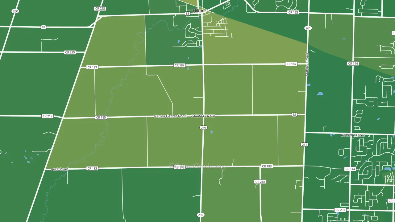 Parma Center, NY Map of Murder Rates
