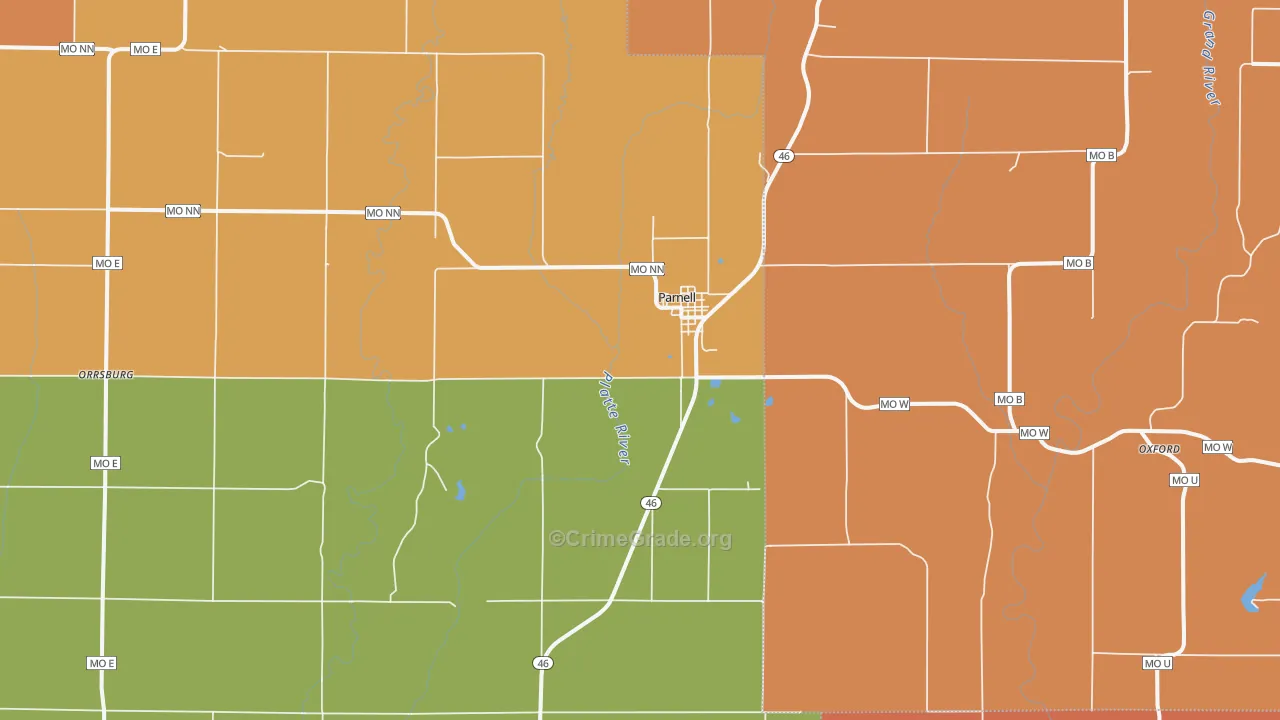 Parnell, MO Map of Murder Rates
