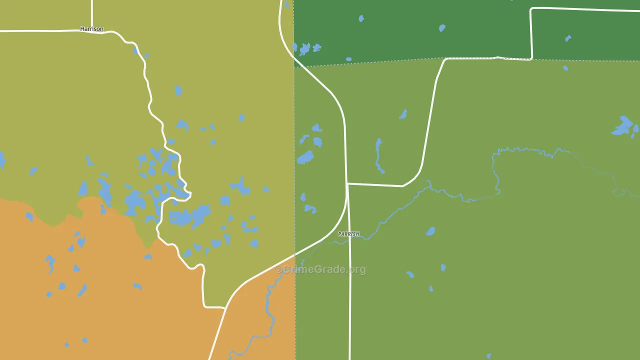 Parrish, WI Map of Murder Rates