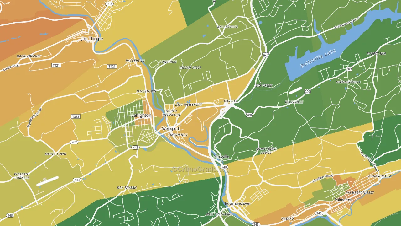 Parryville, PA Map of Murder Rates
