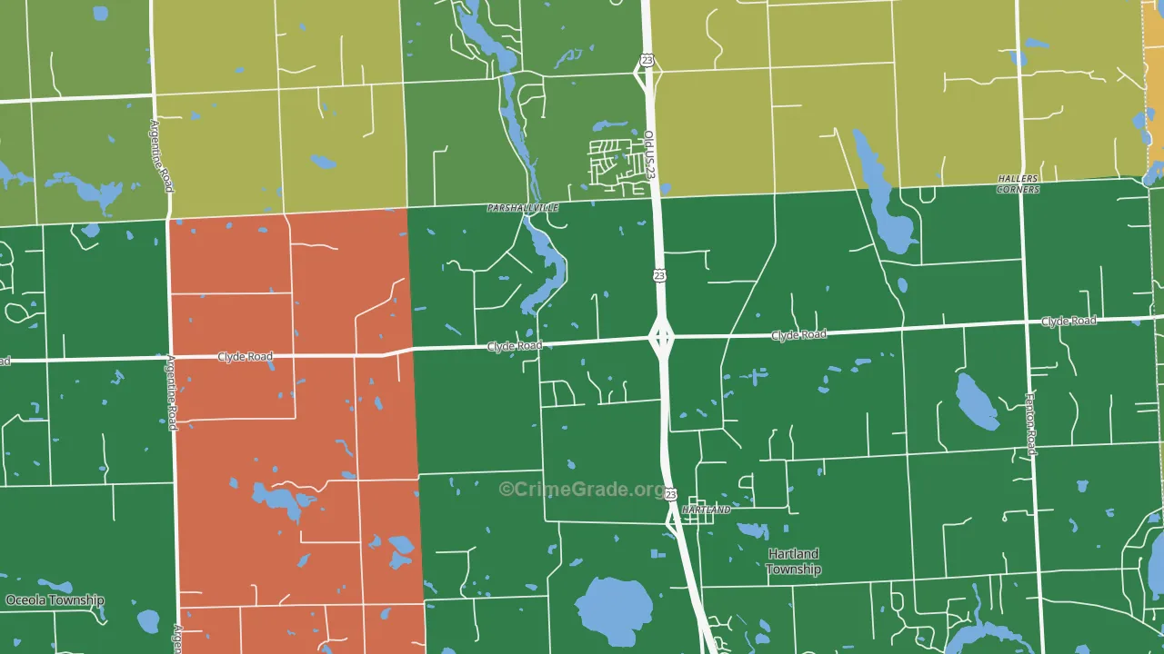 Parshallville, MI Map of Murder Rates