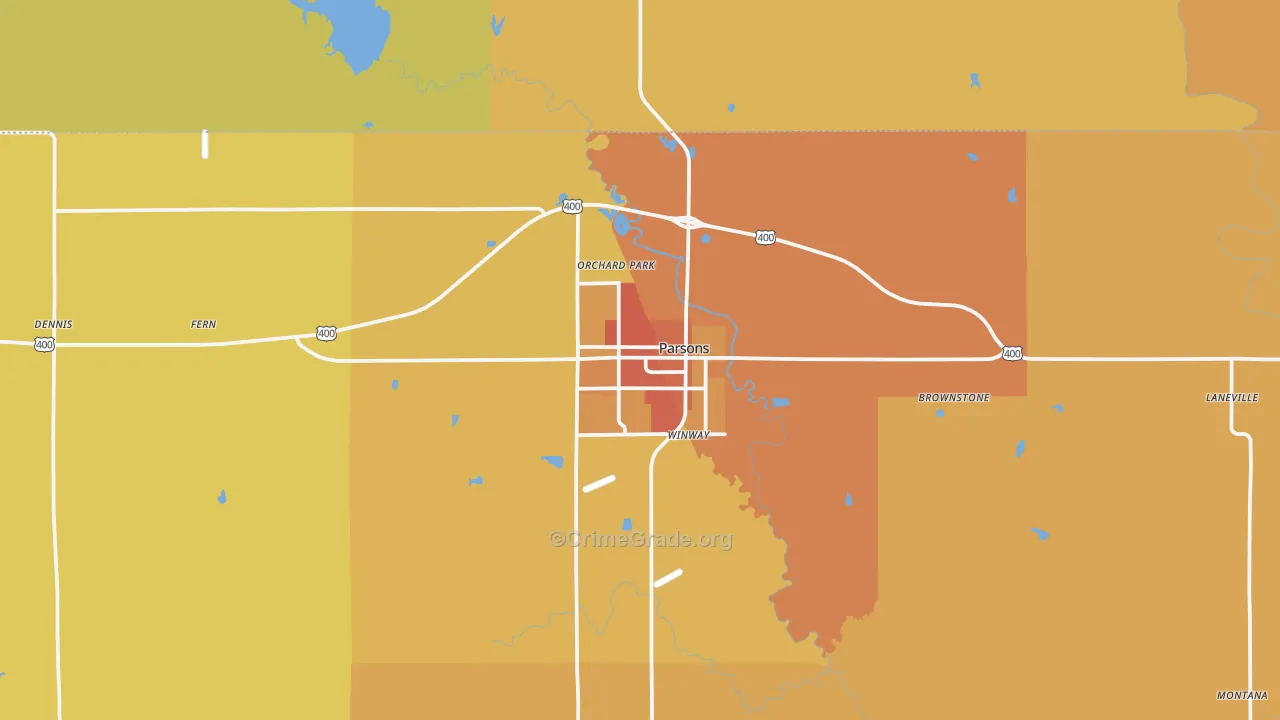 Parsons, KS Map of Murder Rates