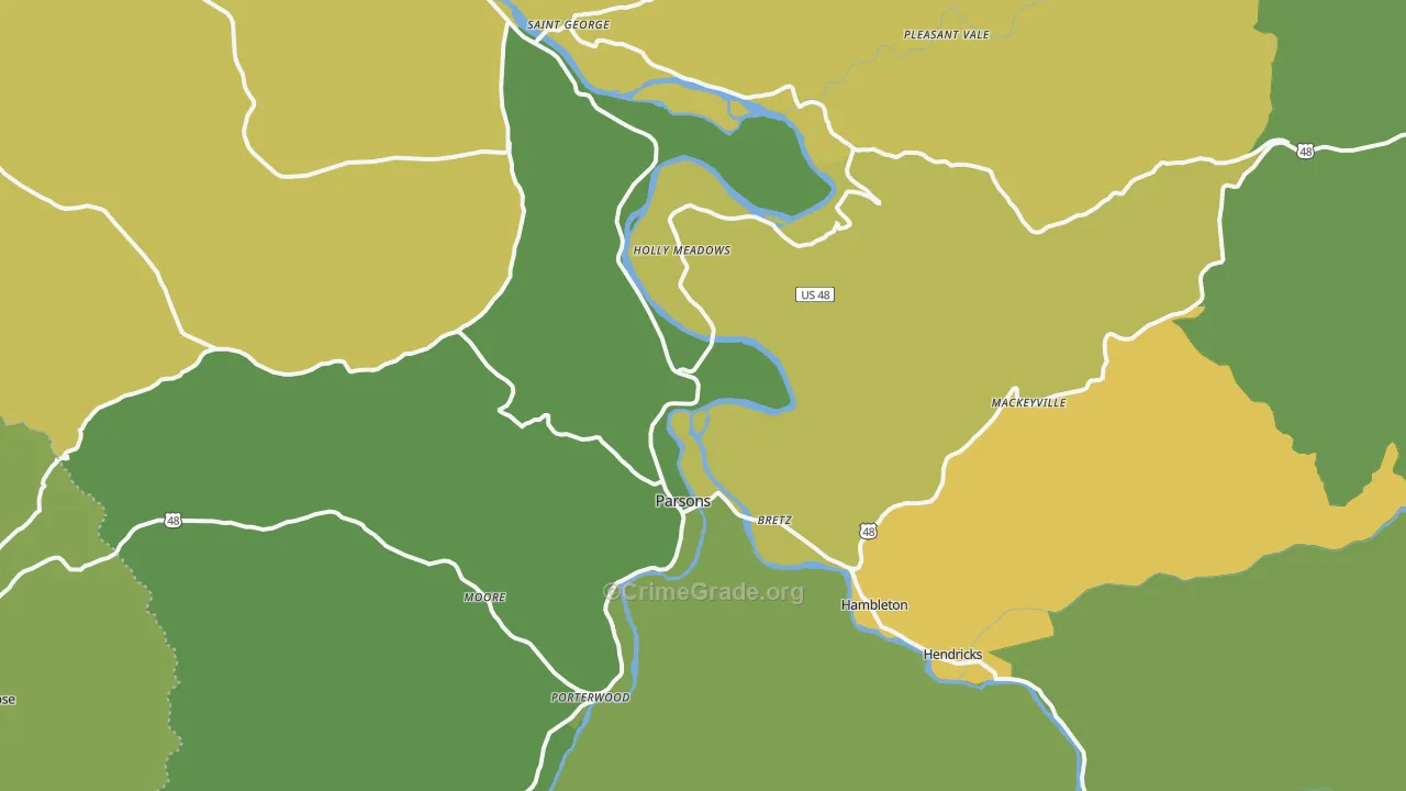 Parsons, WV Map of Murder Rates