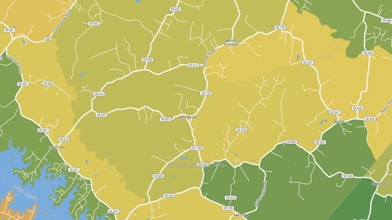 Partlow, VA Map of Murder Rates