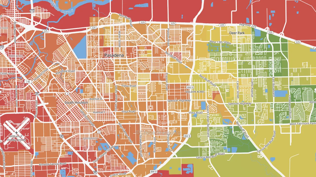 Pasadena, TX Map of Murder Rates