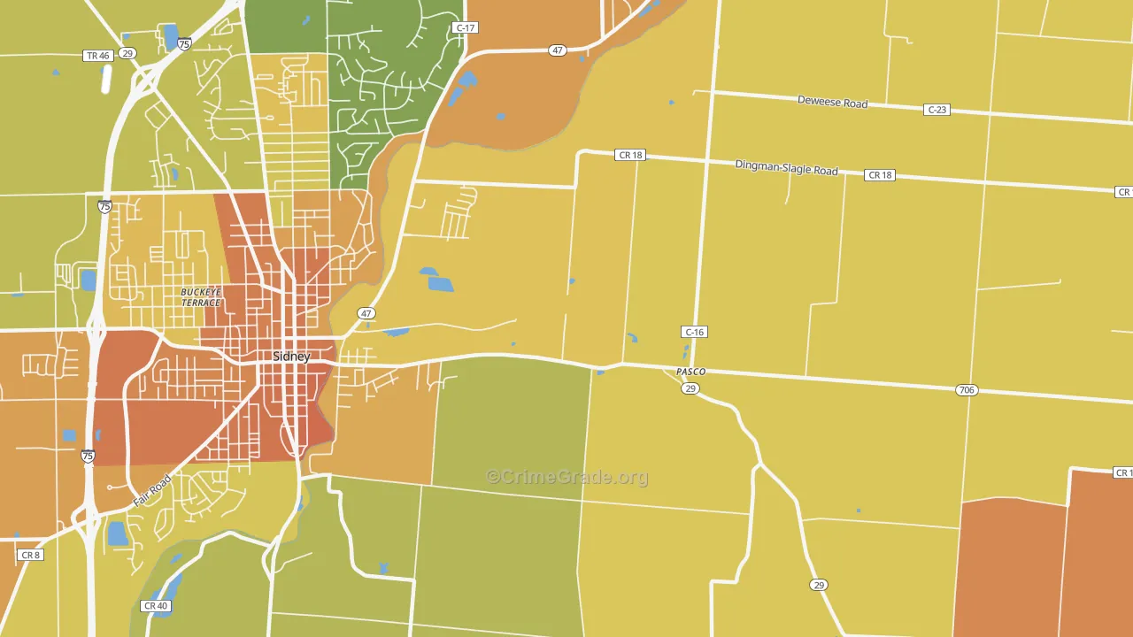 Pasco, OH Map of Murder Rates
