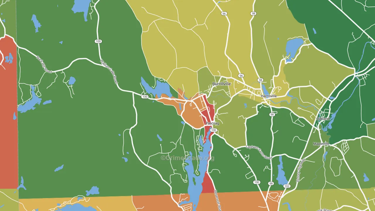 Pascoag, RI Map of Murder Rates
