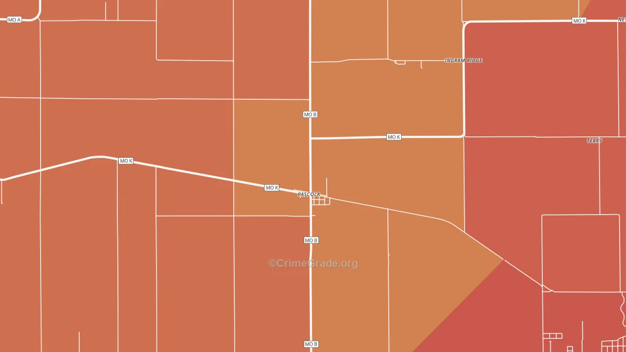 Pascola, MO Map of Murder Rates