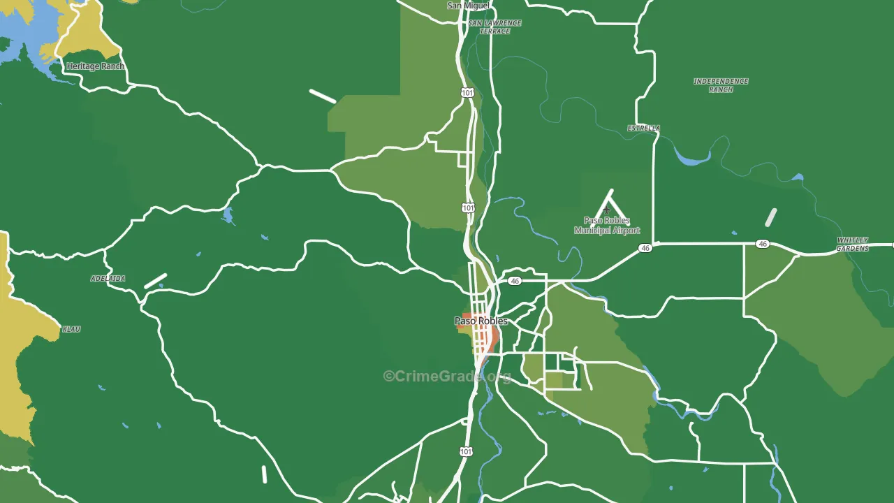 Paso Robles, CA Map of Murder Rates