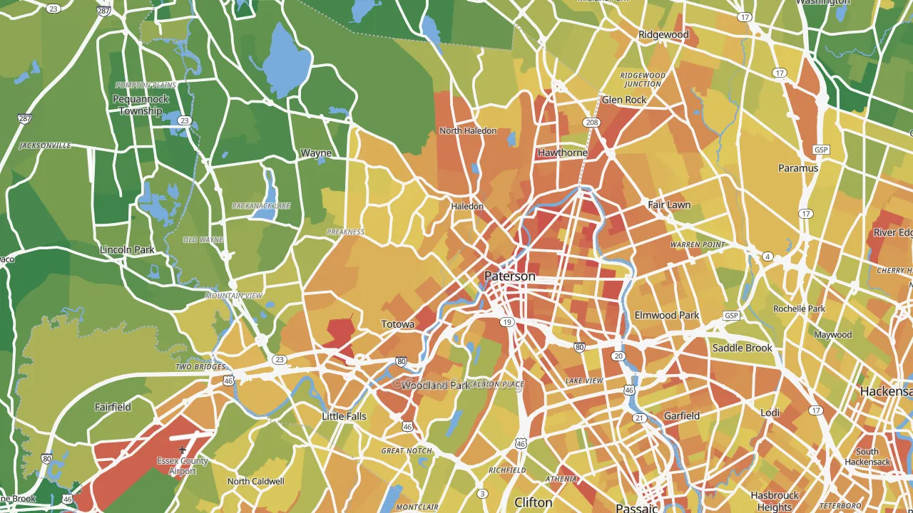 Passaic County, NJ Map of Murder Rates