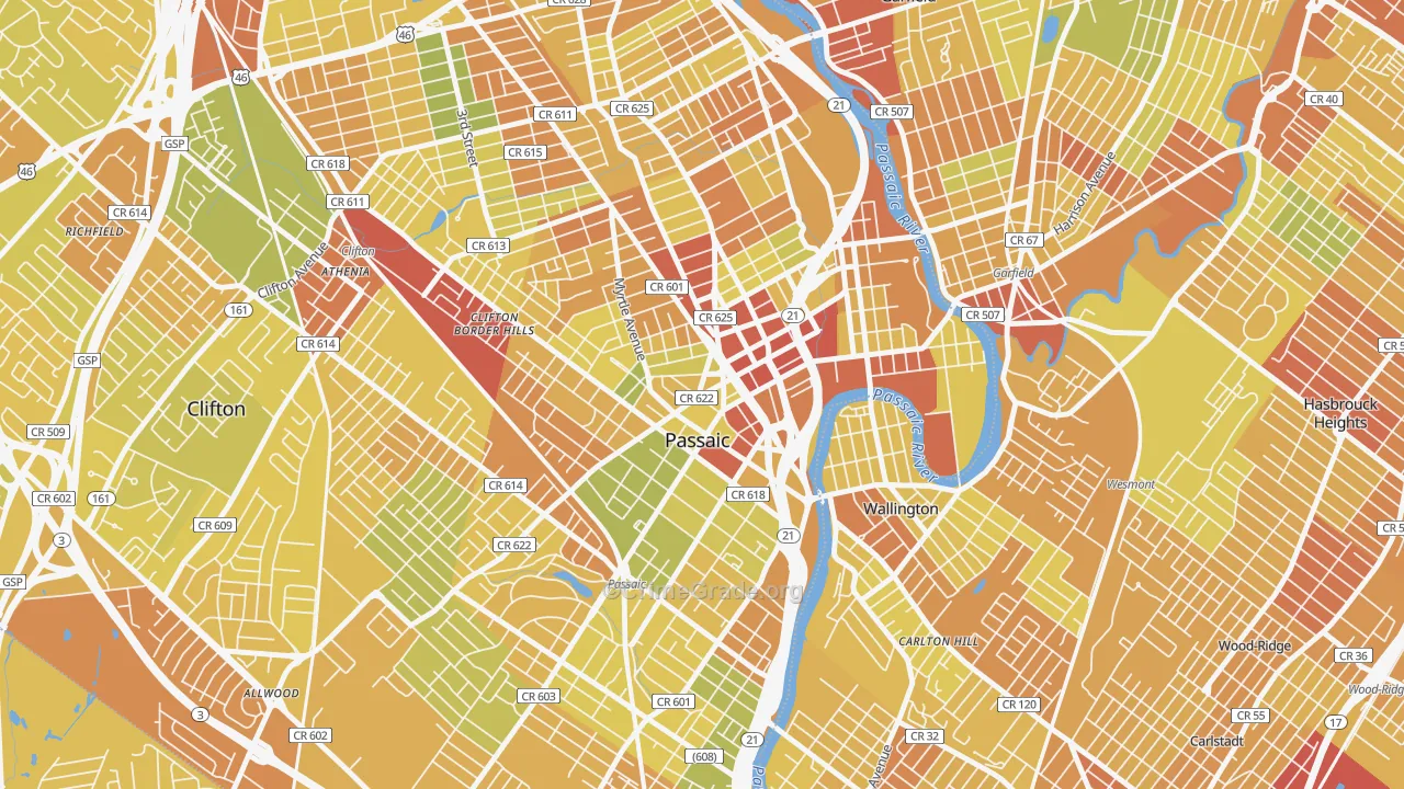 Passaic, NJ Map of Murder Rates