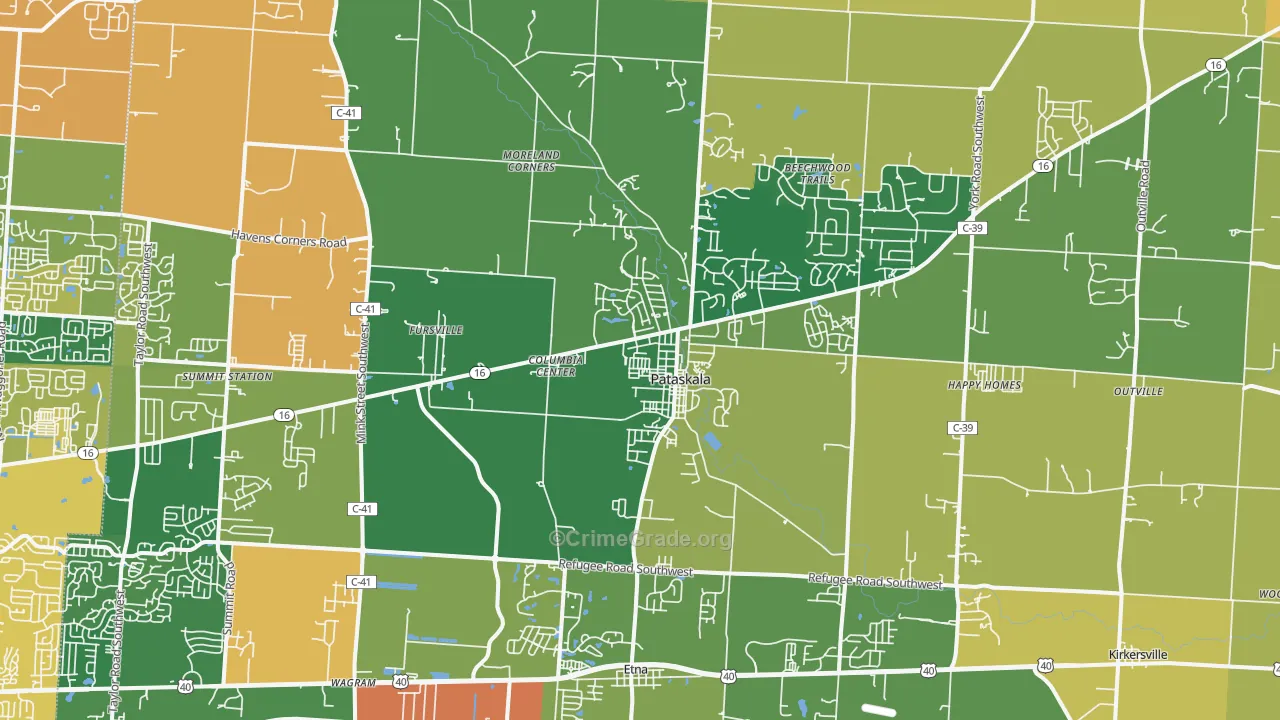 Pataskala, OH Map of Murder Rates