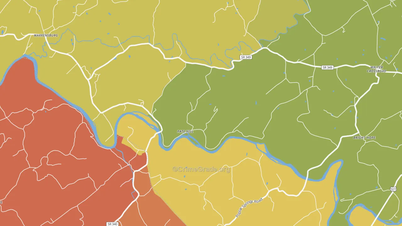 Pate Hill, TN Map of Murder Rates