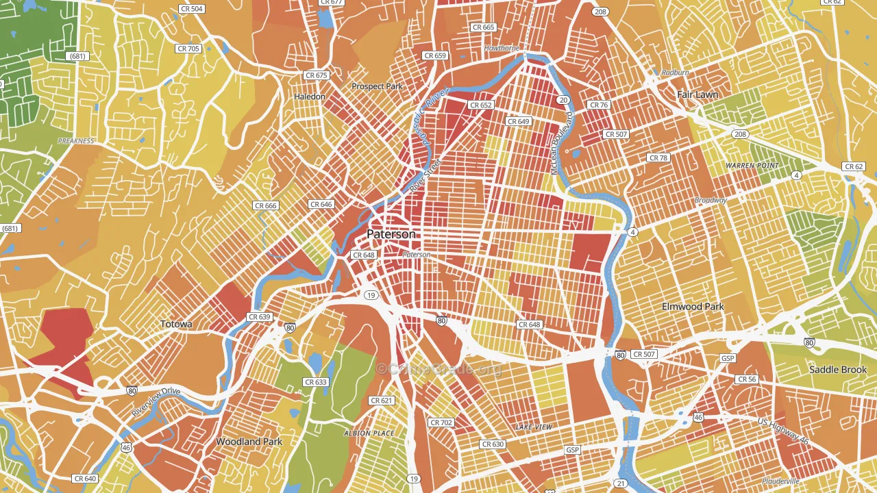 Paterson, NJ Map of Murder Rates