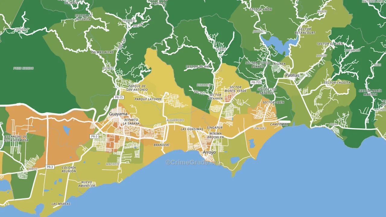 Patillas, PR Map of Murder Rates
