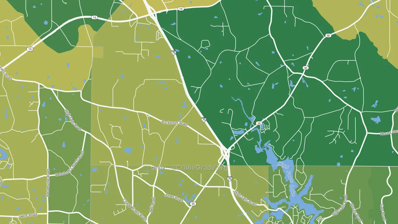 Patillo, GA Map of Murder Rates