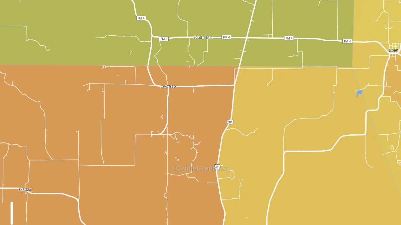 Patillo, TX Map of Murder Rates