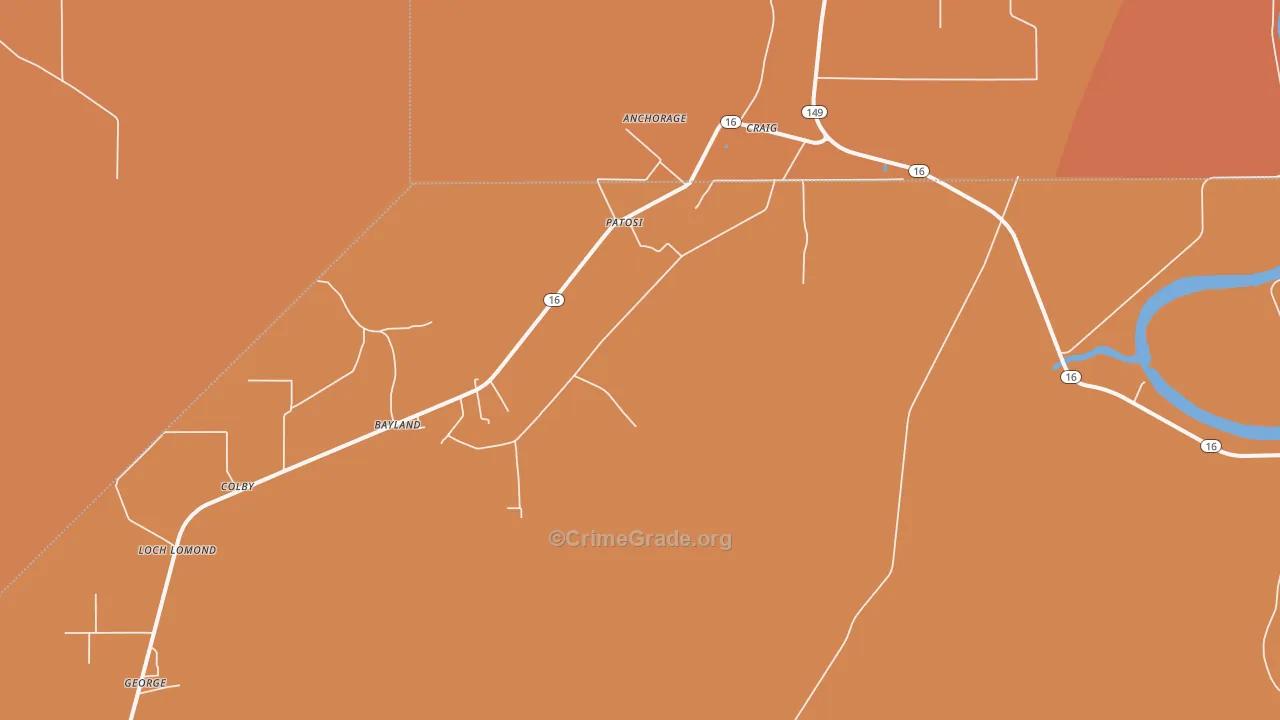 Patosi, MS Map of Murder Rates