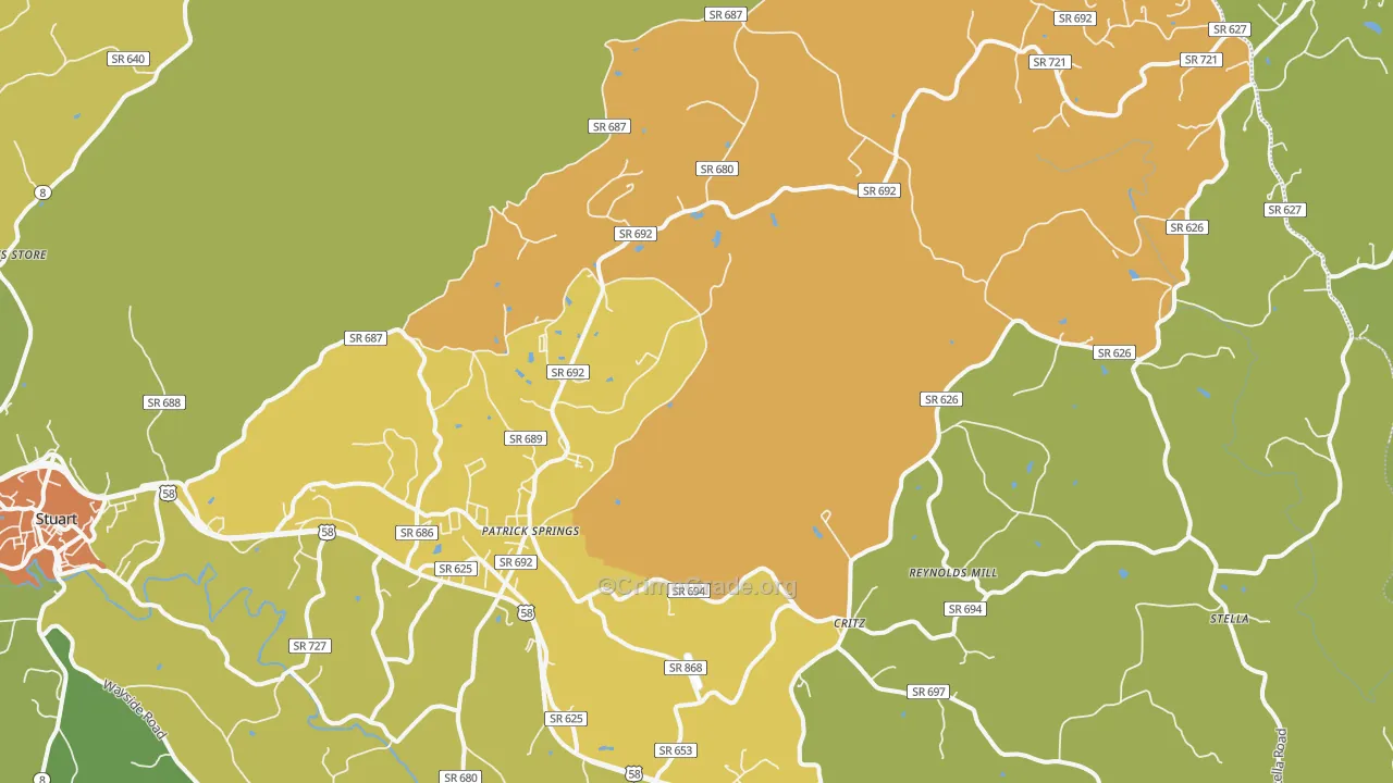 Patrick Springs, VA Map of Murder Rates