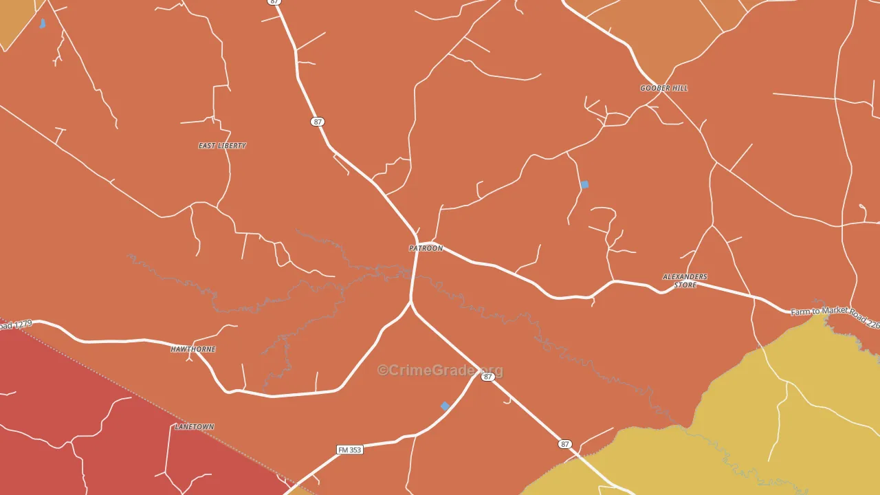 Patroon, TX Map of Murder Rates