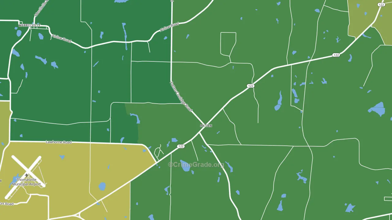 Patten, GA Map of Murder Rates