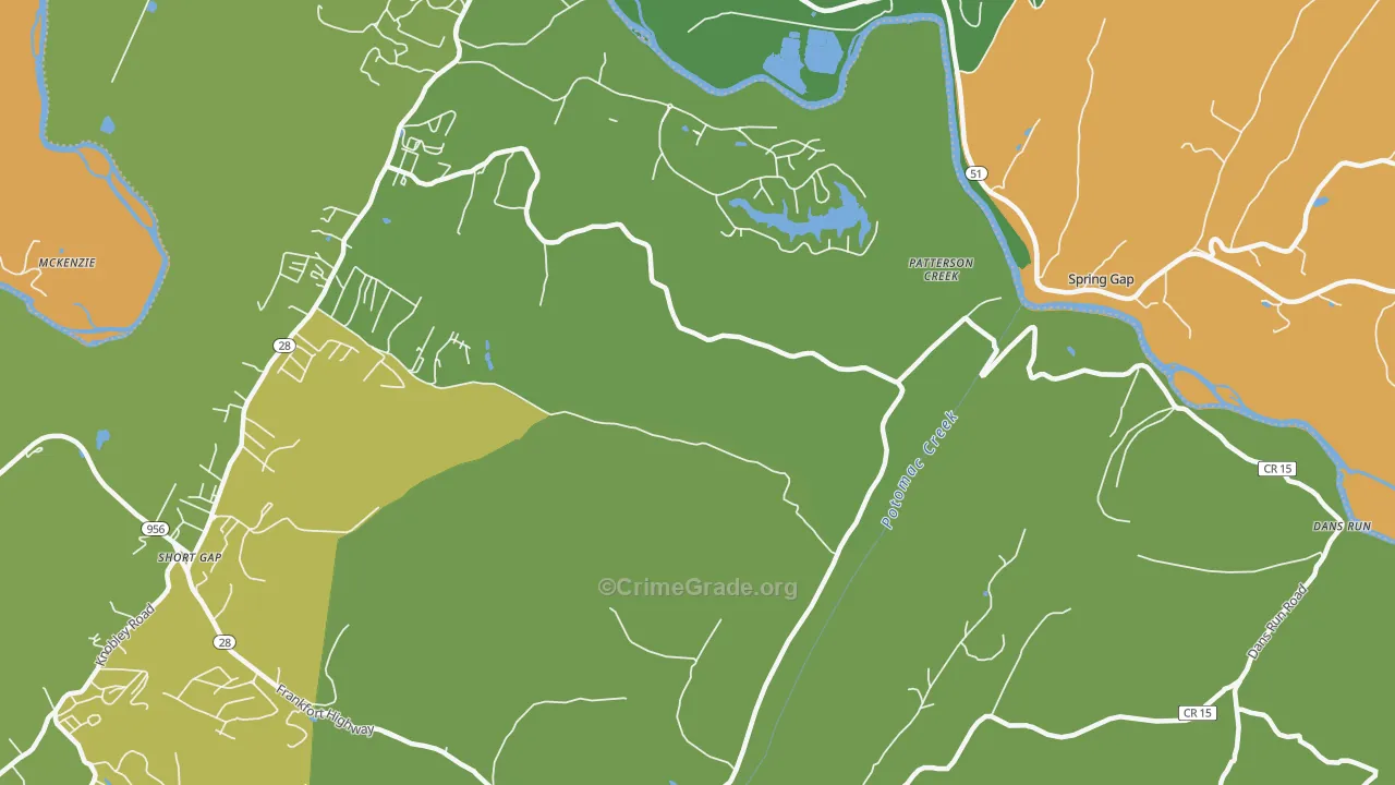 Patterson Creek, WV Map of Murder Rates