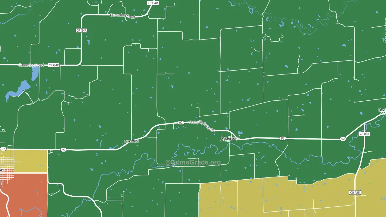 Patterson, IA Map of Murder Rates
