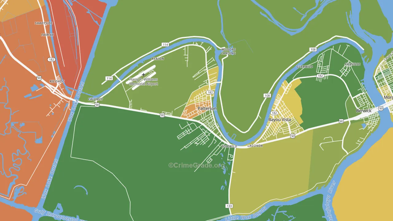 Patterson, LA Map of Murder Rates