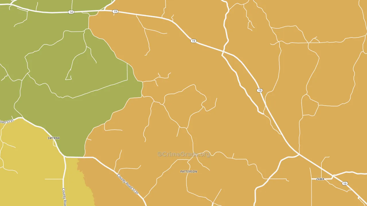 Patterson, MS Map of Murder Rates