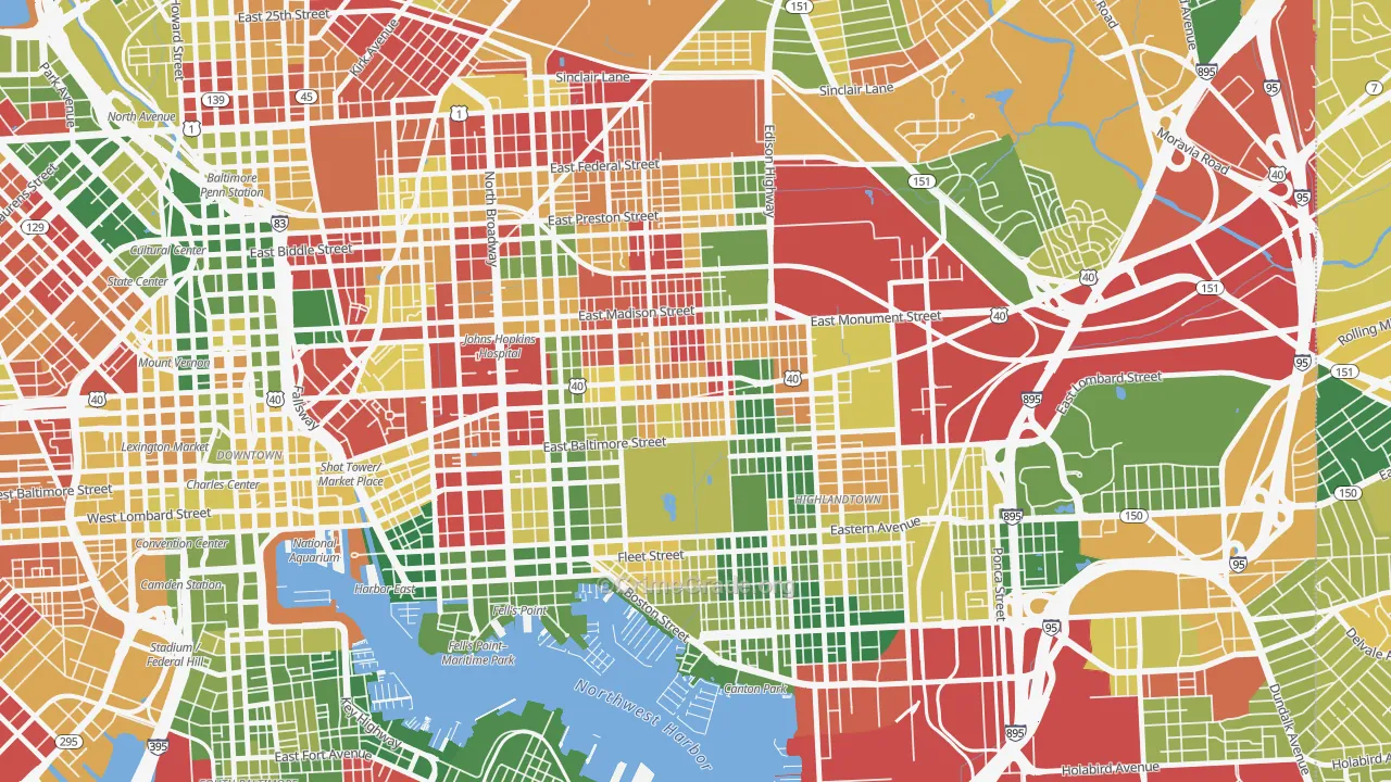 Patterson Park, Baltimore, MD Map of Murder Rates
