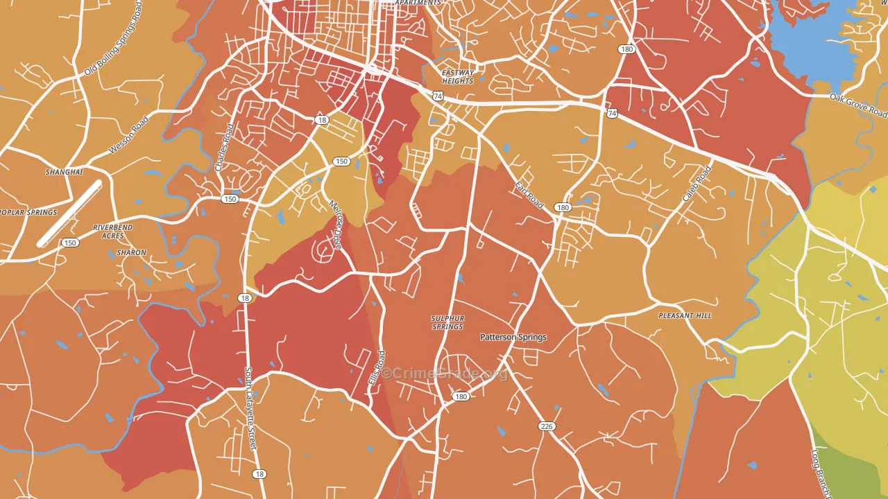 Patterson Springs, NC Map of Murder Rates