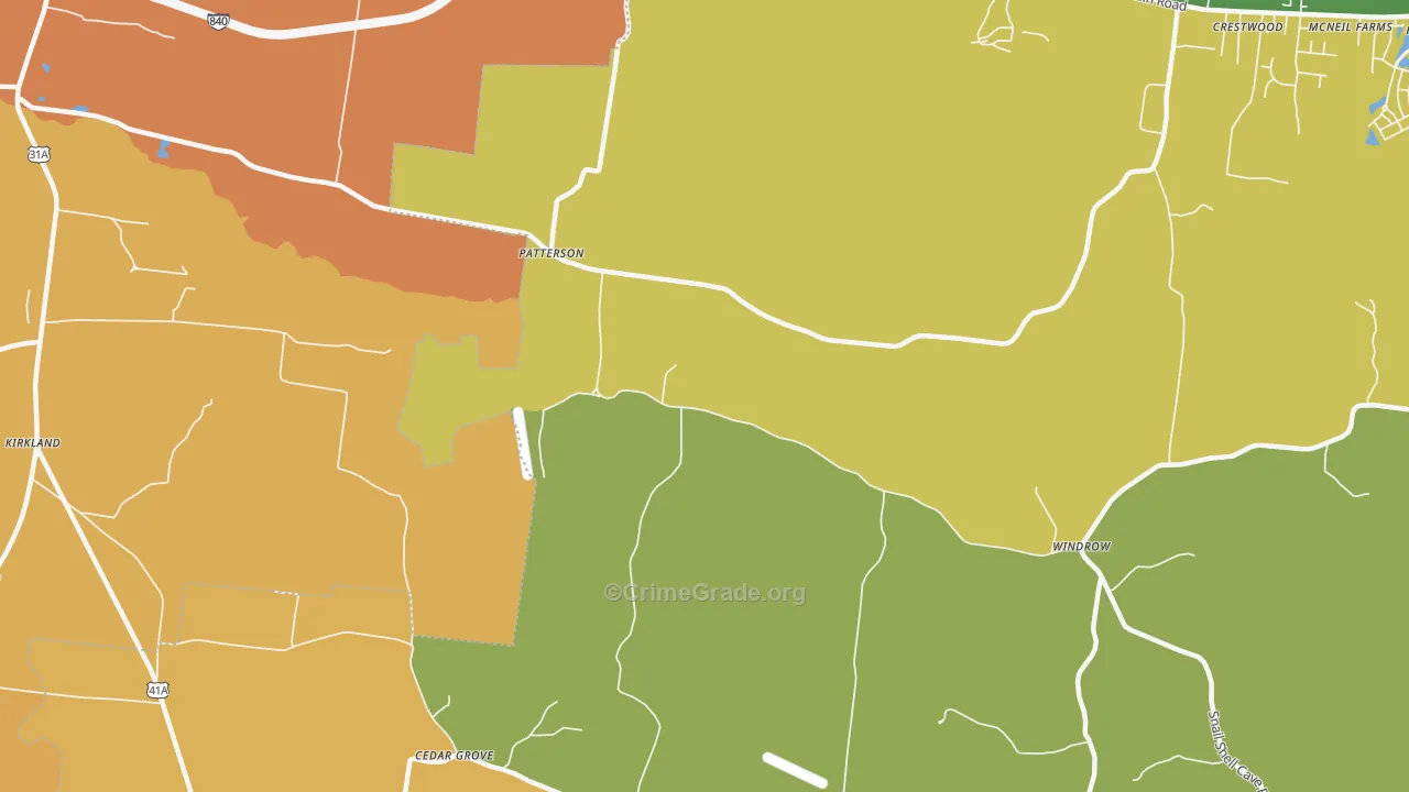 Patterson, TN Map of Murder Rates
