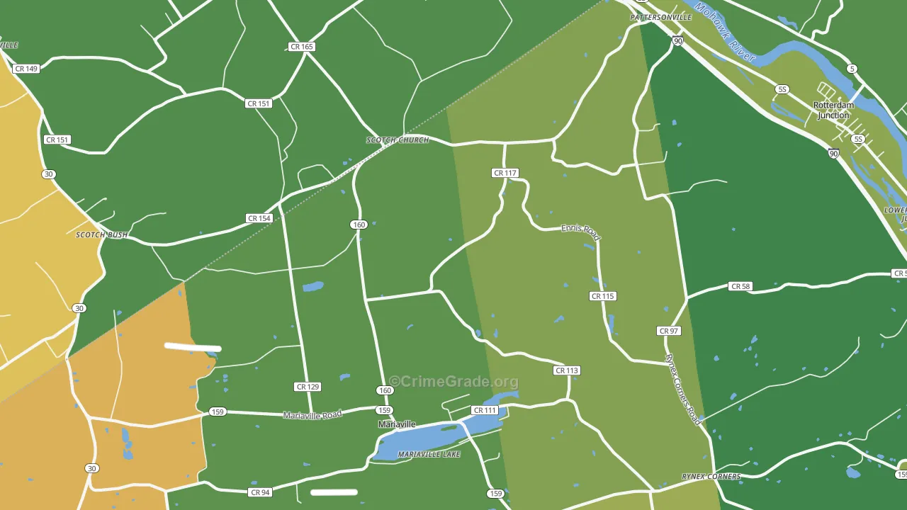 Pattersonville, NY Map of Murder Rates