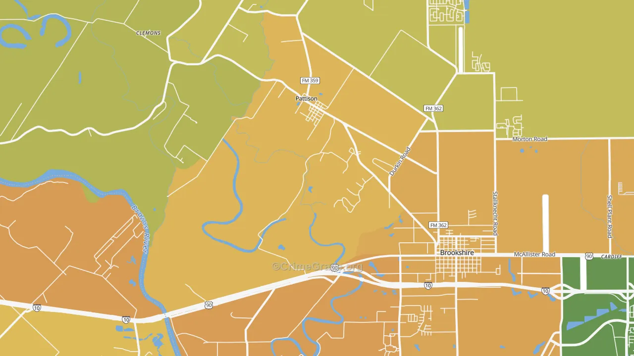 Pattison, TX Map of Murder Rates