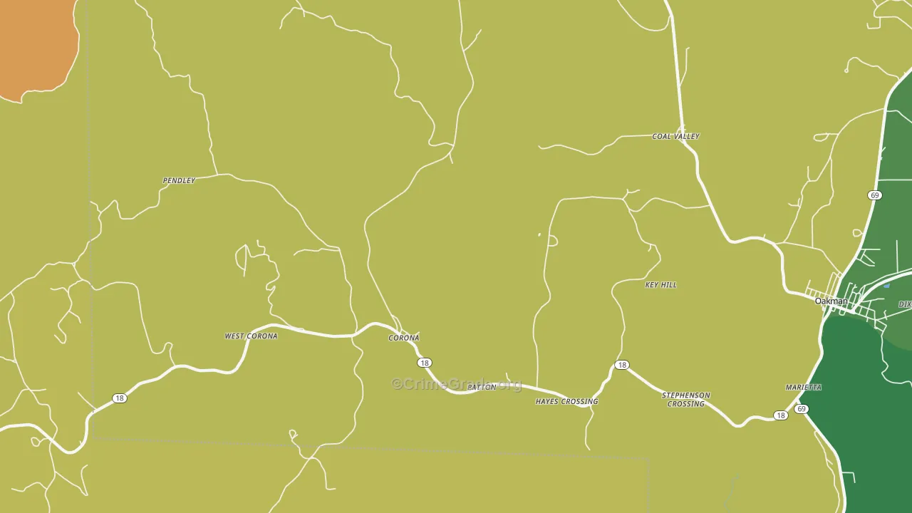 Patton, AL Map of Murder Rates