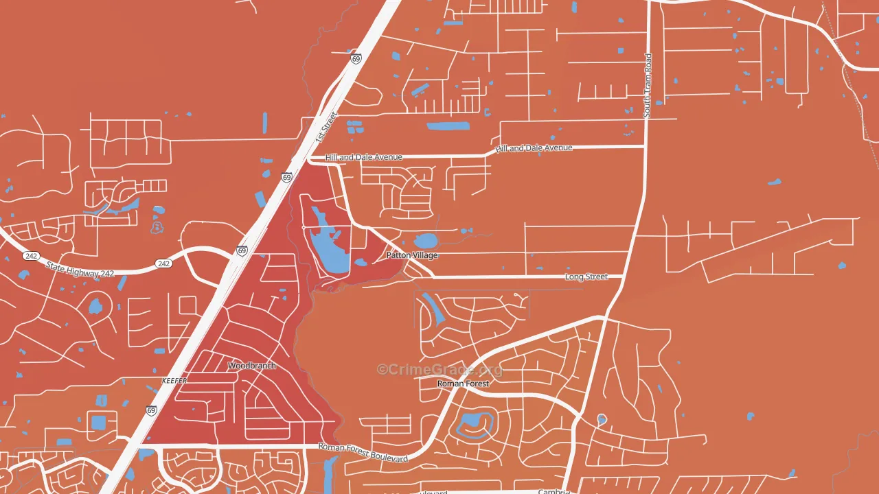 Patton Village, TX Map of Murder Rates