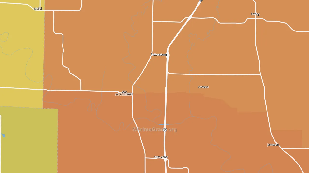 Pattonsburg, MO Map of Murder Rates